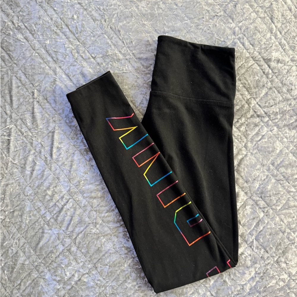 PINK Victoria's Secret Black Leggings with Colorful Logo - Picture 2 of 8